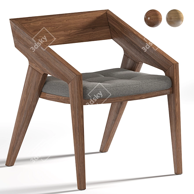 Godar Wood Chair: Modern Design Unites Comfort & Elegance 3D model image 5