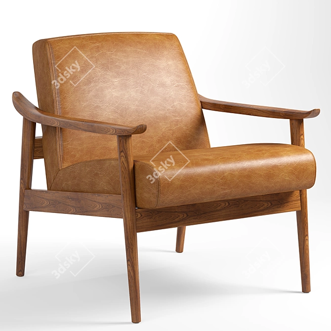 1950s Inspired Leather Accent Chair 3D model image 1