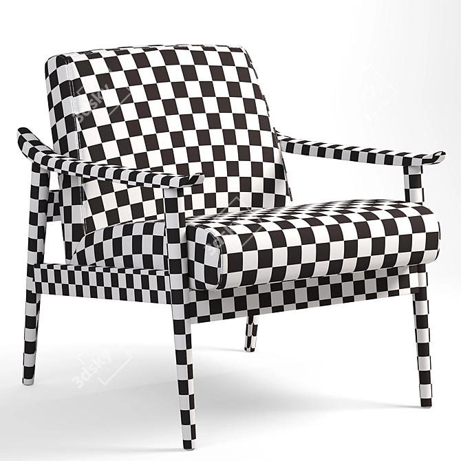 1950s Inspired Leather Accent Chair 3D model image 3