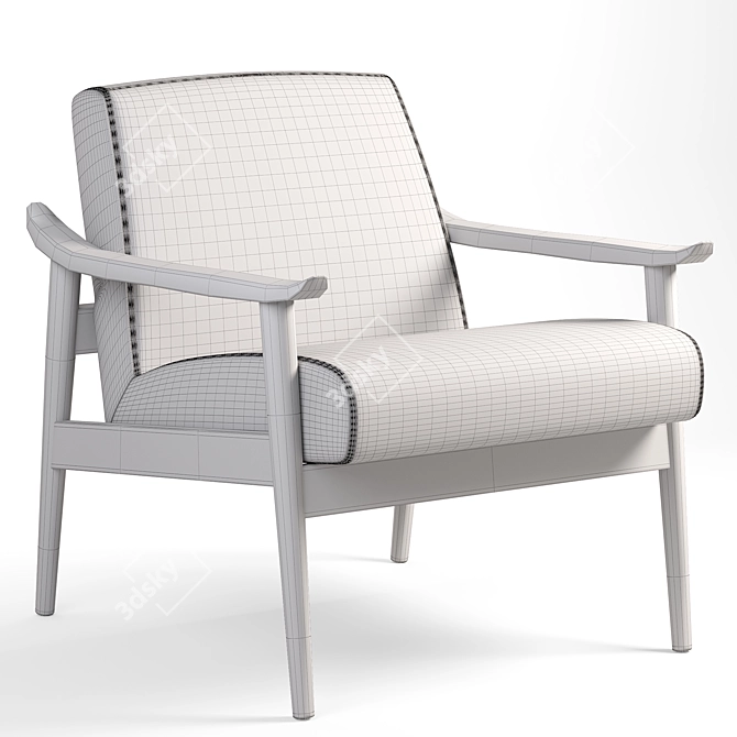 1950s Inspired Leather Accent Chair 3D model image 5