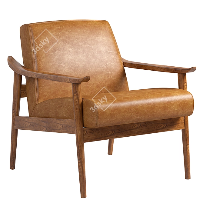 1950s Inspired Leather Accent Chair 3D model image 7