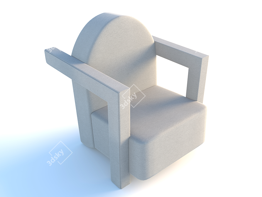 Elegant Gray Upholstered Chair 3D model image 1