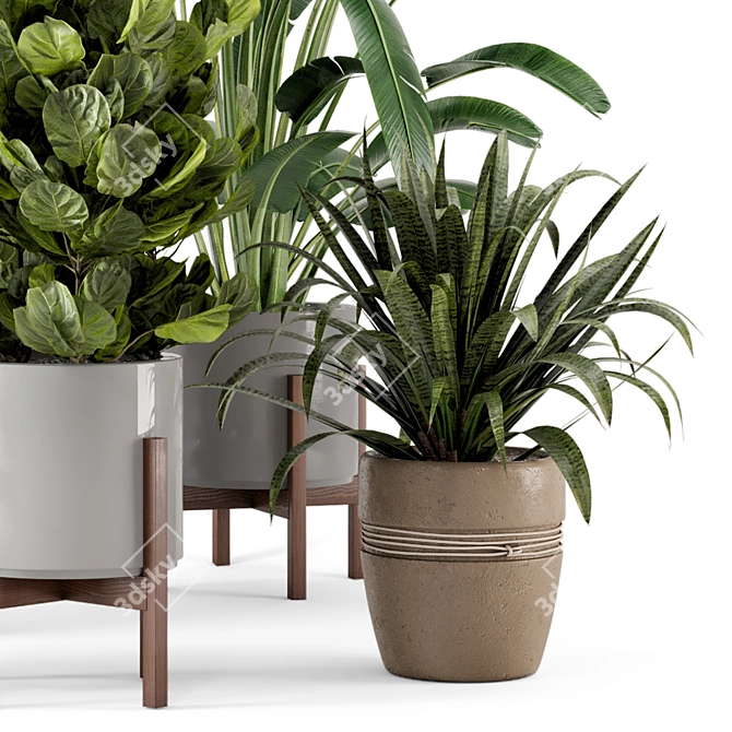  Rusty Concrete Pot Indoor Plants - Set 228 3D model image 4