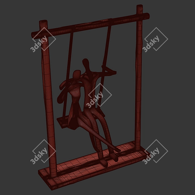 Romantic Swing Sculpture Cast in Bronze 3D model image 2