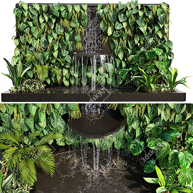 Serene Oasis: Plant Collection with Fountain 3D model image 1