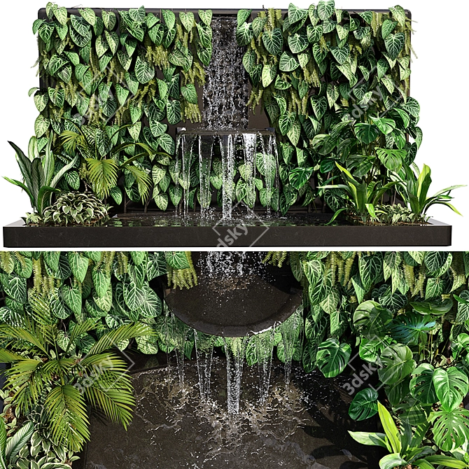Serene Oasis: Plant Collection with Fountain 3D model image 4