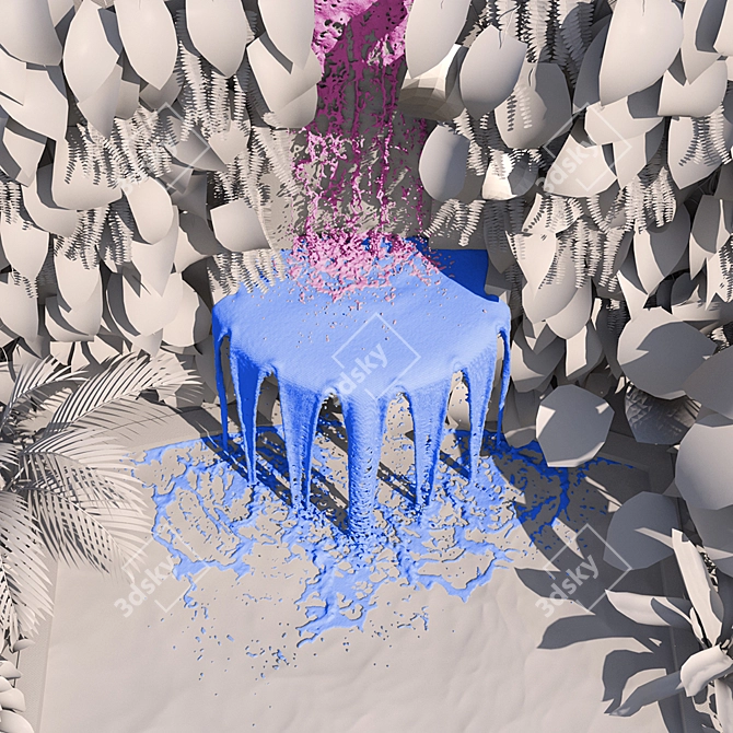 Serene Oasis: Plant Collection with Fountain 3D model image 6