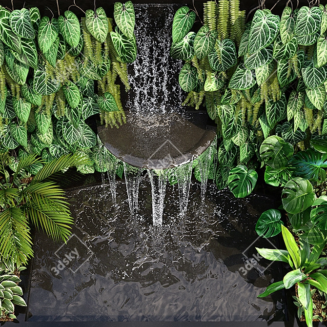 Serene Oasis: Plant Collection with Fountain 3D model image 7