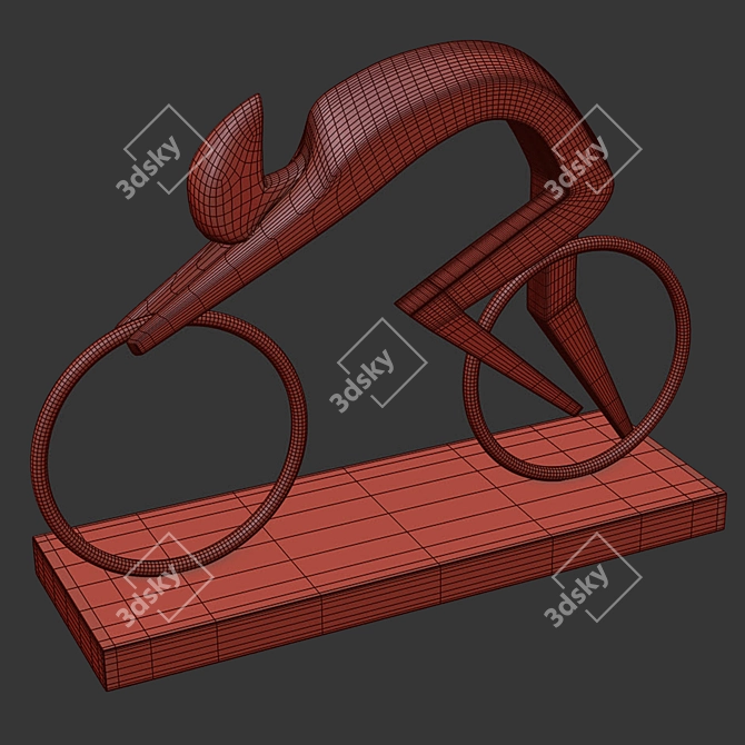 Rustic Polystone Bike Sculpture 3D model image 2