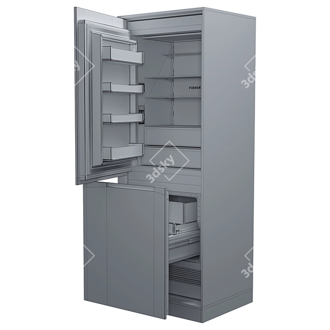 F&P Built-in Fridge Freezer 3D model image 4