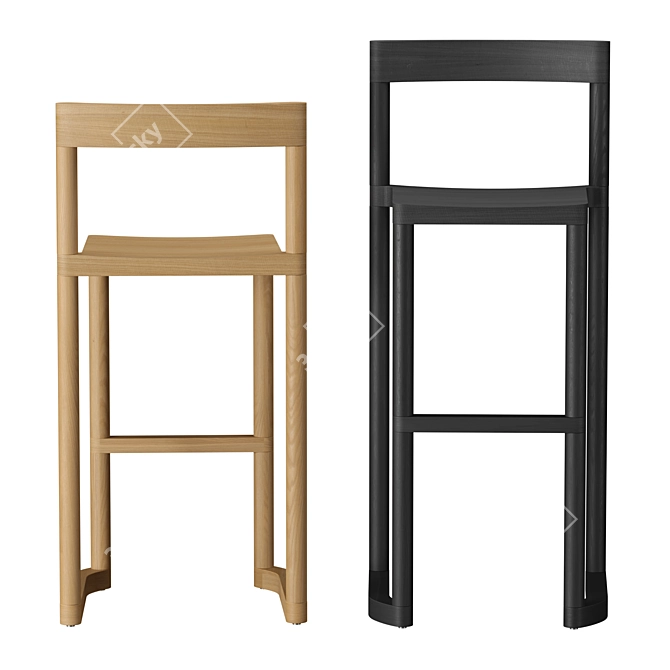 Resident Pier Barstool: Elegant Oak Seating 3D model image 3