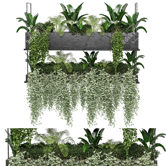 Metal Box Hanging Plant Set 3D model image 2