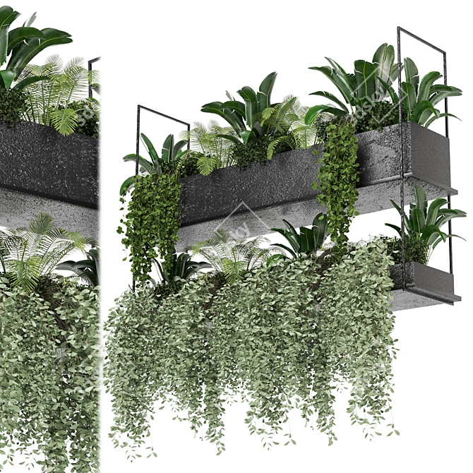 Metal Box Hanging Plant Set 3D model image 6