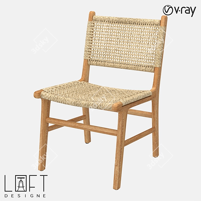 Tikovoe Wooden Chair: LoftDesigne 1558 Model 3D model image 1