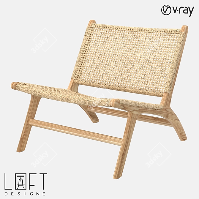 Vintage Teak Armchair: LoftDesigne 1561 Model 3D model image 1