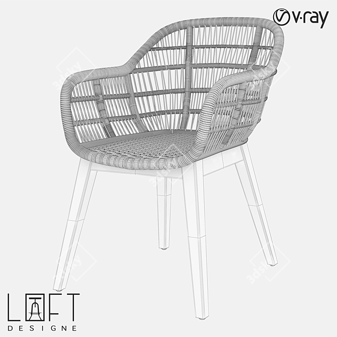 Modern Teak Wood Chair: LoftDesign 1568 3D model image 2