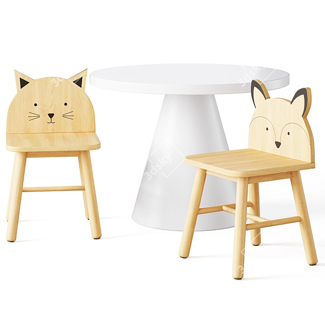 Safari Kids Chair & Willy Play Table 3D model image 1