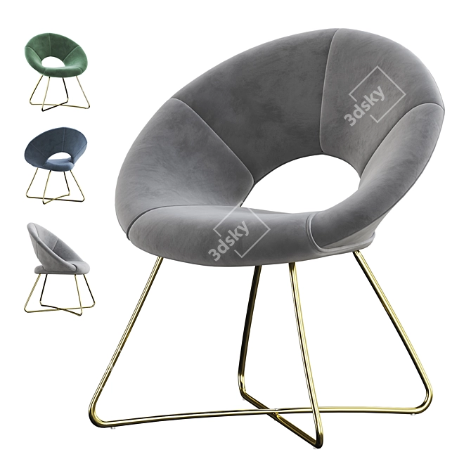 Elegant Williams Velvet Chair 3D model image 1
