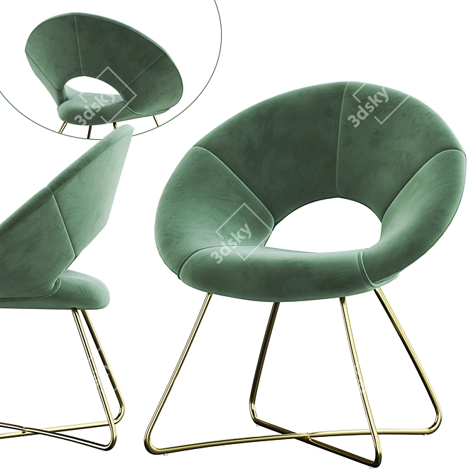 Elegant Williams Velvet Chair 3D model image 2