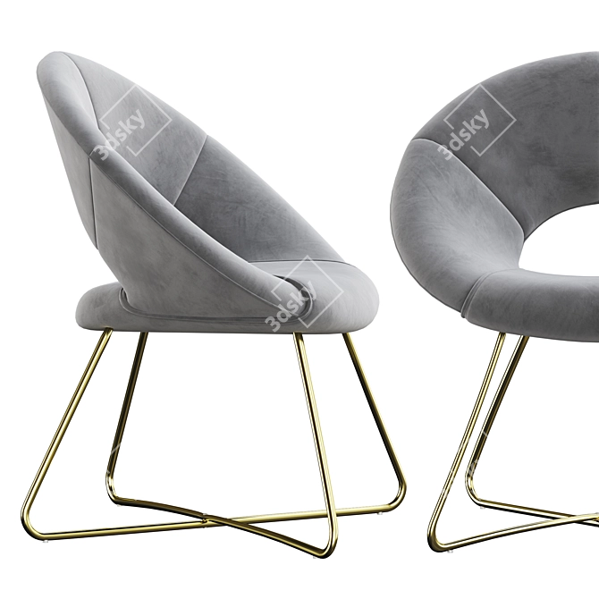 Elegant Williams Velvet Chair 3D model image 3