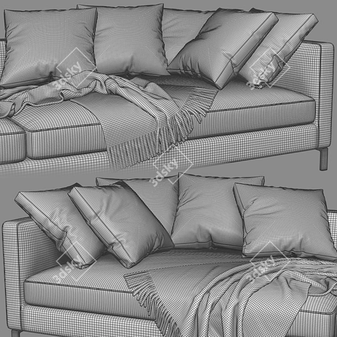 Verzelloni Hampton 2-Seater Stylish Sofa 3D model image 5