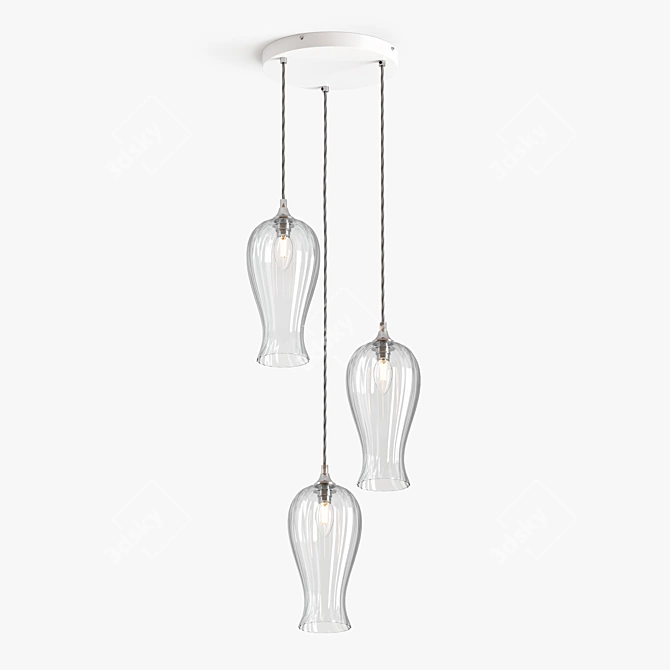 Title: Elegant Glass Lantern Pendant Light 3D model image 3