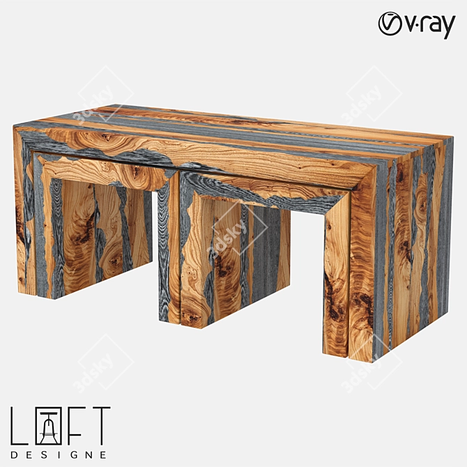 Modern Wood Coffee Table Set | LoftDesigne 6518 Model 3D model image 1