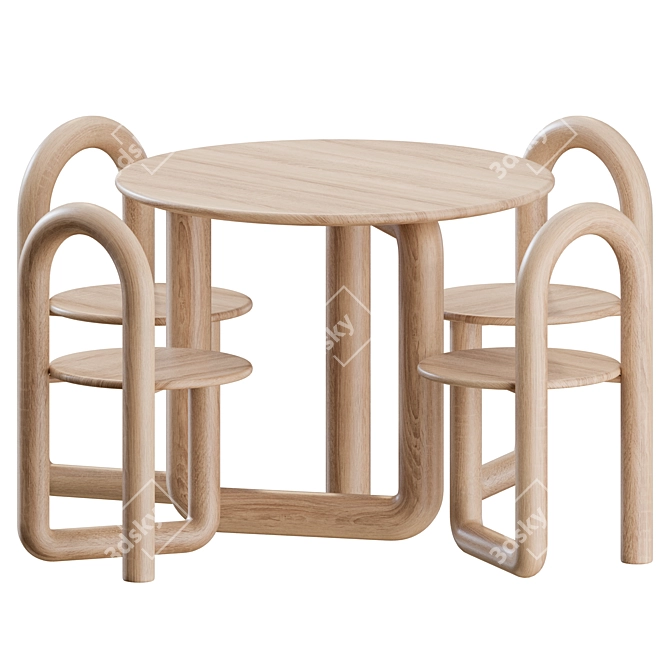 Elegant Mono Dining Set 3D model image 1