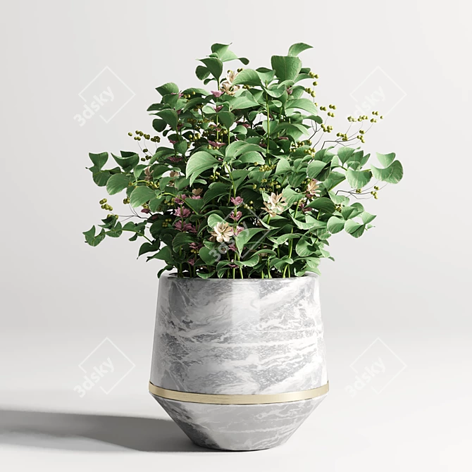 Elegant Marble Vase Bouquet 3D model image 1