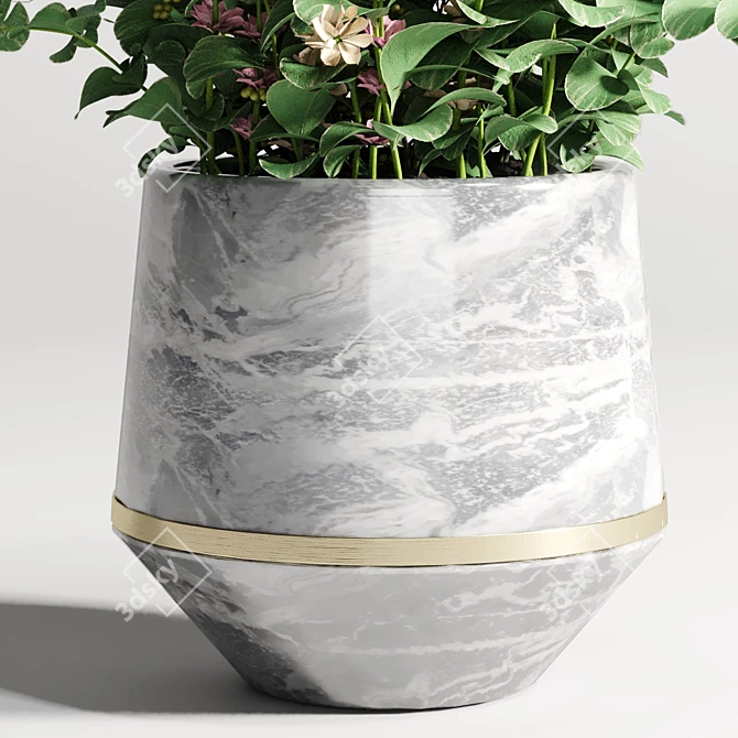 Elegant Marble Vase Bouquet 3D model image 2