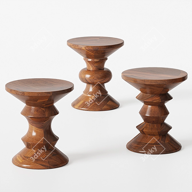 Elegant Eames Walnut Stool 3D model image 1