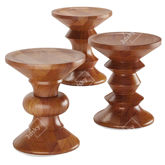 Elegant Eames Walnut Stool 3D model image 2