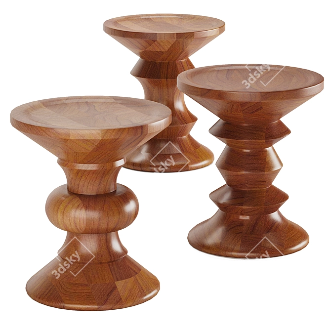 Elegant Eames Walnut Stool 3D model image 5