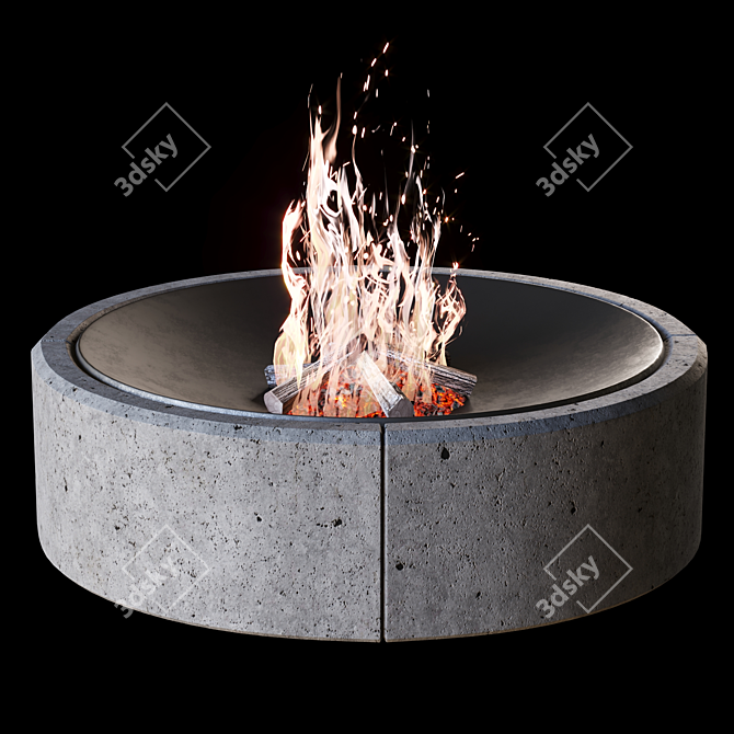 Outdoor Fire Pit | 400mm Height | 1380mm Diameter 3D model image 2