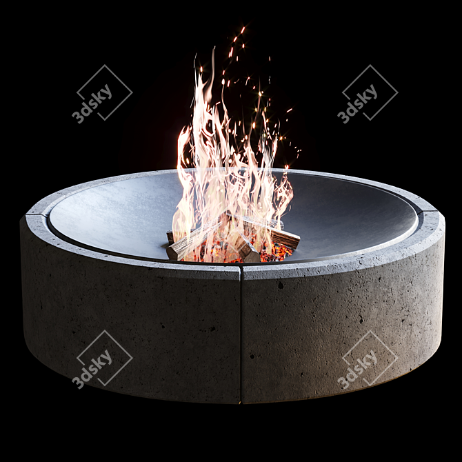 Outdoor Fire Pit | 400mm Height | 1380mm Diameter 3D model image 3