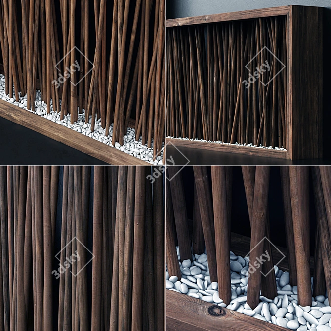 Branch Pebble Screen: Unique Natural Partition 3D model image 2