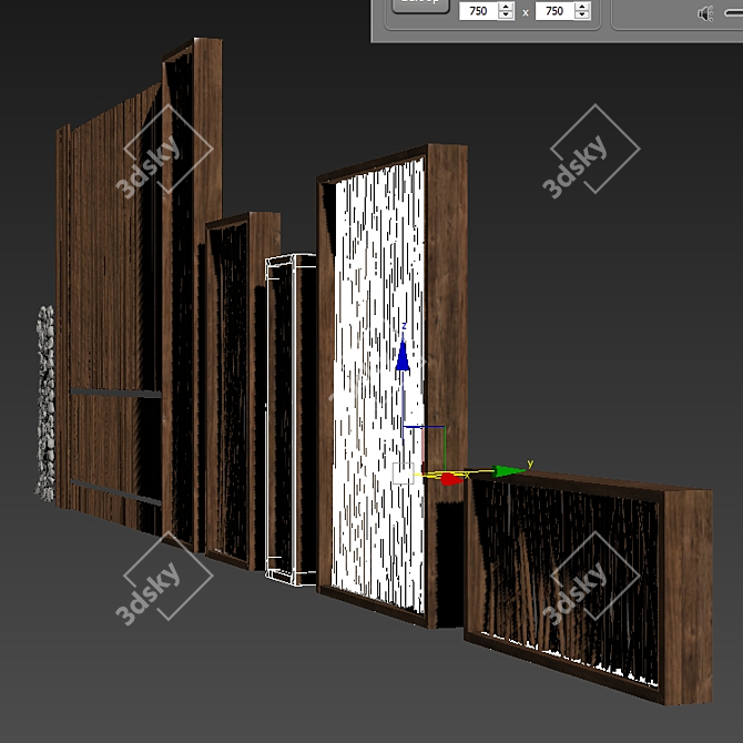 Branch Pebble Screen: Unique Natural Partition 3D model image 6