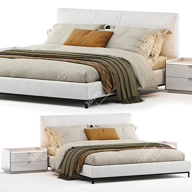 Minotti Andersen Bed: Sleek and Spacious 3D model image 1