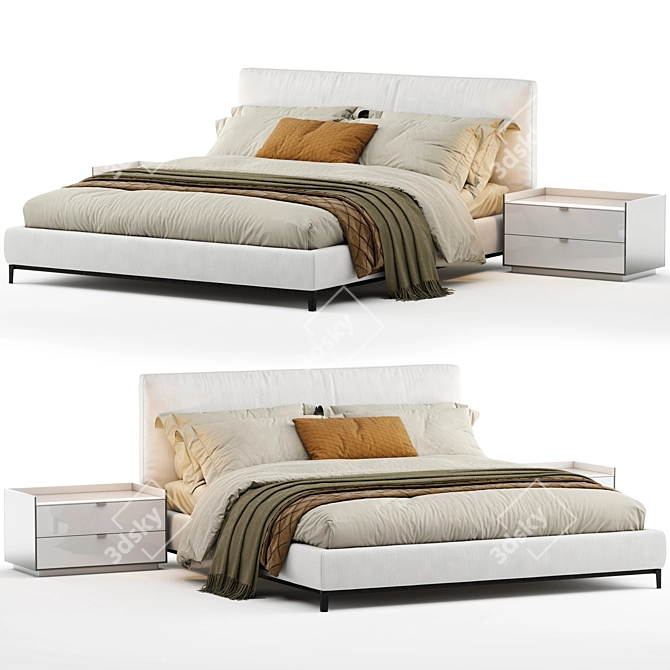 Minotti Andersen Bed: Sleek and Spacious 3D model image 2