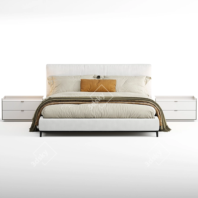 Minotti Andersen Bed: Sleek and Spacious 3D model image 3