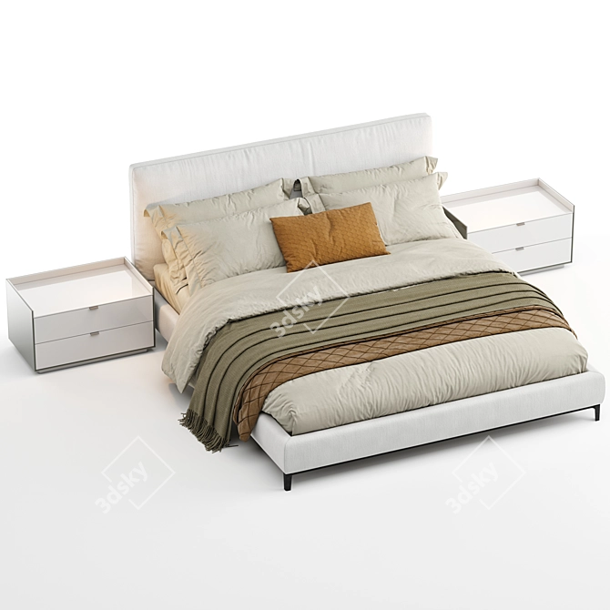 Minotti Andersen Bed: Sleek and Spacious 3D model image 4