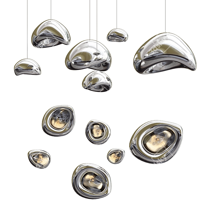 Sculpted Ceramic Pendant Lights 3D model image 5