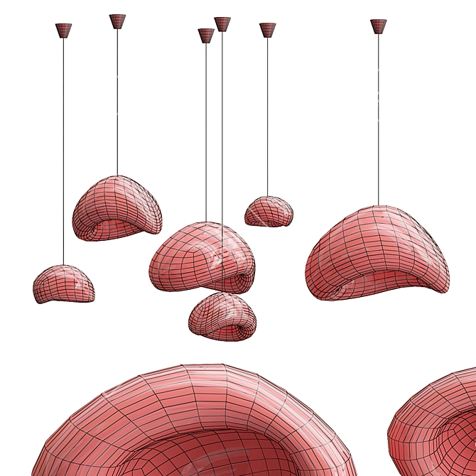 Sculpted Ceramic Pendant Lights 3D model image 7