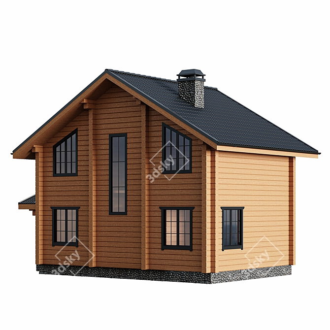 Cozy Two-Storey Wooden House 3D model image 4