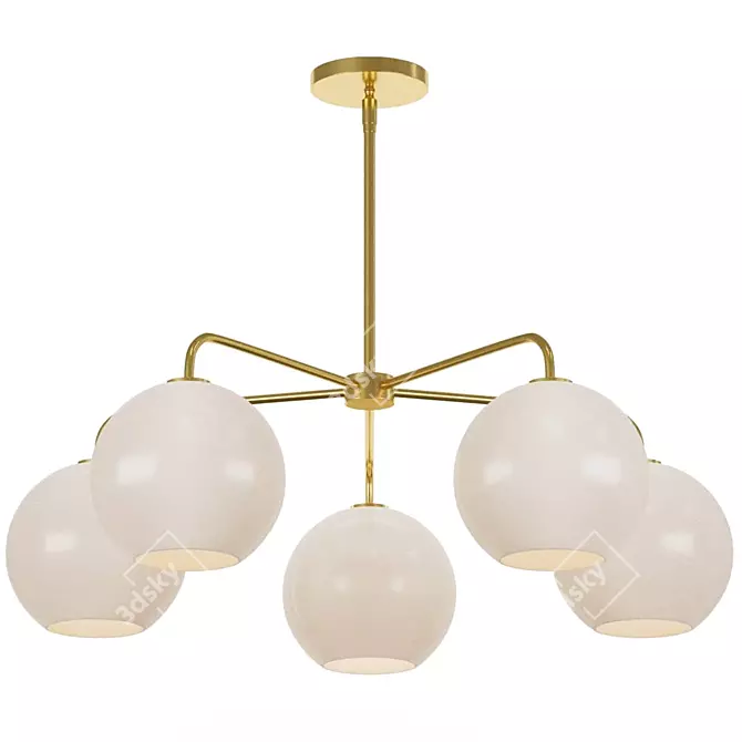 Modish Milk Glass Chandelier 3D model image 1