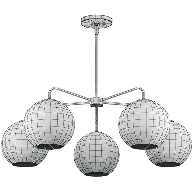 Modish Milk Glass Chandelier 3D model image 2