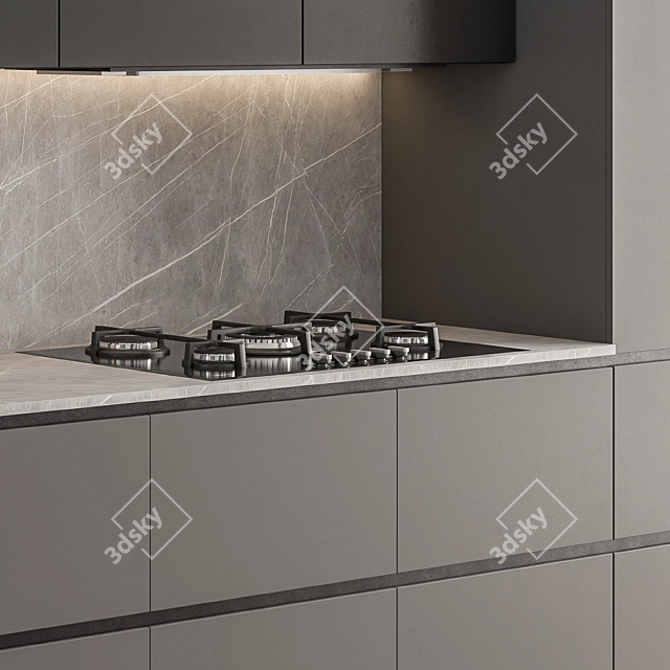 Modern BlackGray 54: Sleek Kitchen Upgrade 3D model image 4