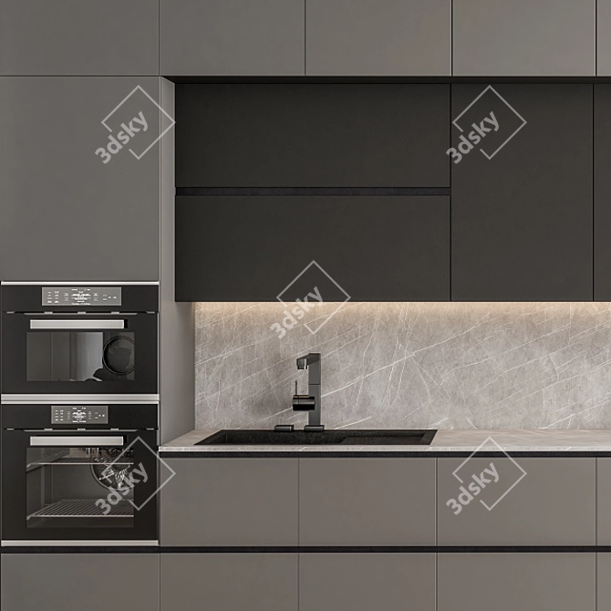 Modern BlackGray 54: Sleek Kitchen Upgrade 3D model image 5