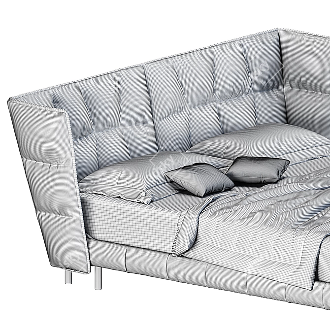 Modern BedK SL-0064: Stylish & Spacious Bed 3D model image 2