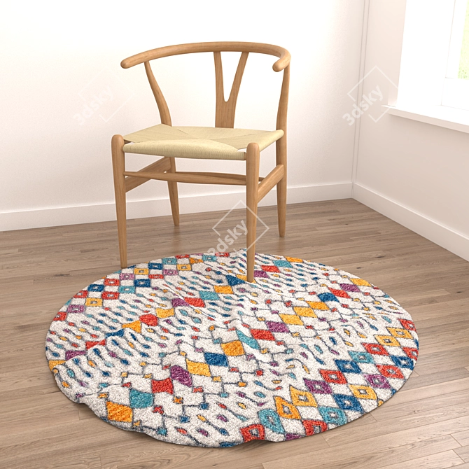 Elegant Round Rug Set - 6 Pieces 3D model image 6